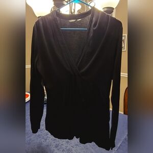 Eddie Bauer faux wrap blouse knit large L